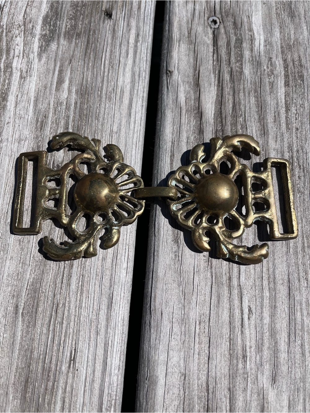 Antique VTG brass belt buckles cape clasps